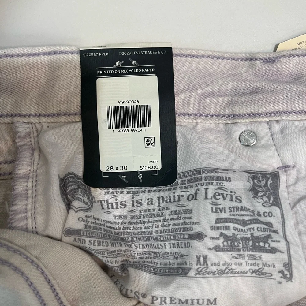 Levi’s Premium 501 90s Mid Rise Straight Jeans Purple Dyed 28x30 NWT - Picture 7 of 10